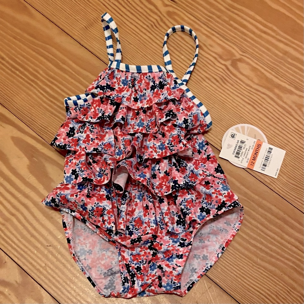 12M One Piece Bathing Suit in Floral Pattern NWT